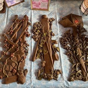 1970’s Burwood Plastic Country Fence Posts Wall Plaques / Complete Set